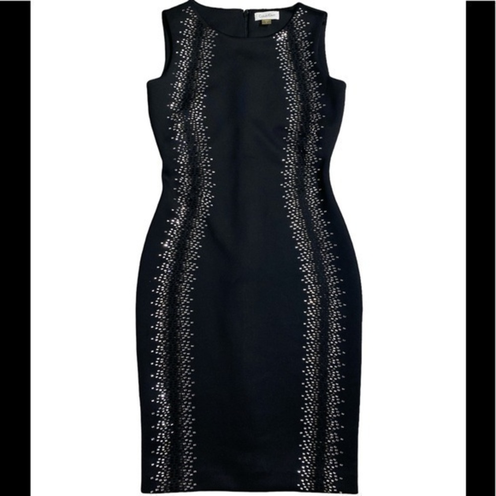 Calvin Klein Black Rhinestone Sheath Dress Size 2